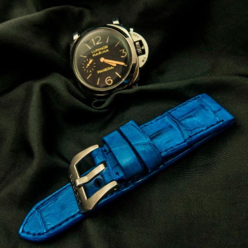 BLUE CROCODILE HORNBACK LEATHER STRAP