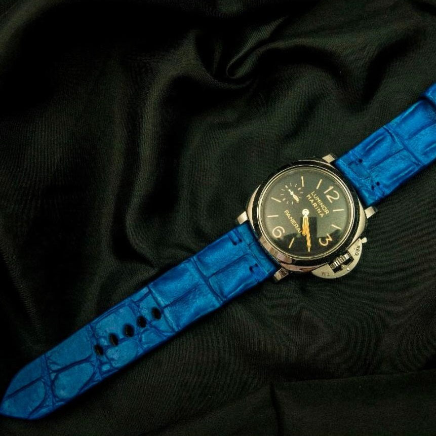 BLUE CROCODILE HORNBACK LEATHER STRAP