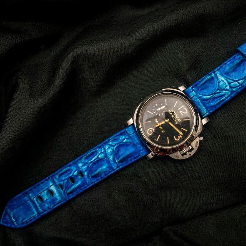 BLUE CROCODILE HORNBACK LEATHER STRAP