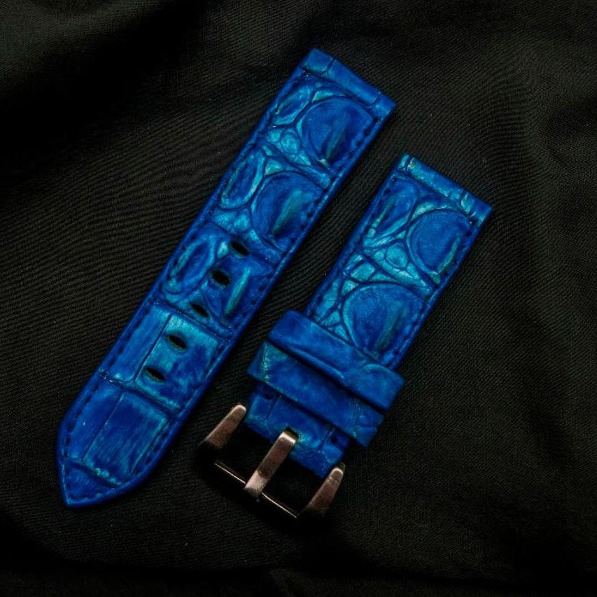 BLUE CROCODILE HORNBACK LEATHER STRAP