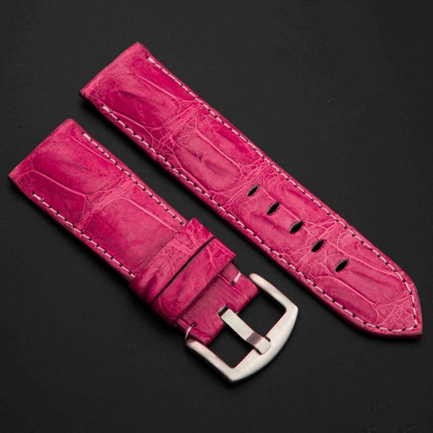 PINK CROCODILE BELLY LEATHER STRAP