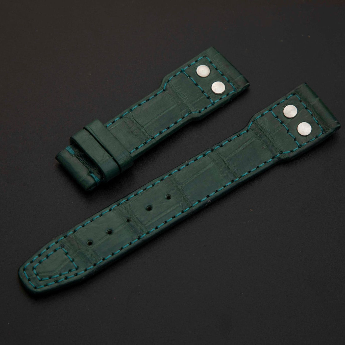 GREEN CROCODILE BELLY LEATHER STRAP