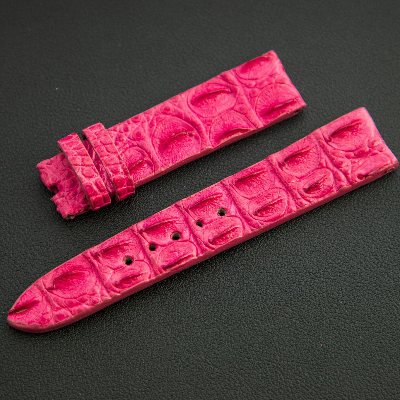 PINK CROCODILE HORNBACK LEATHER STRAP