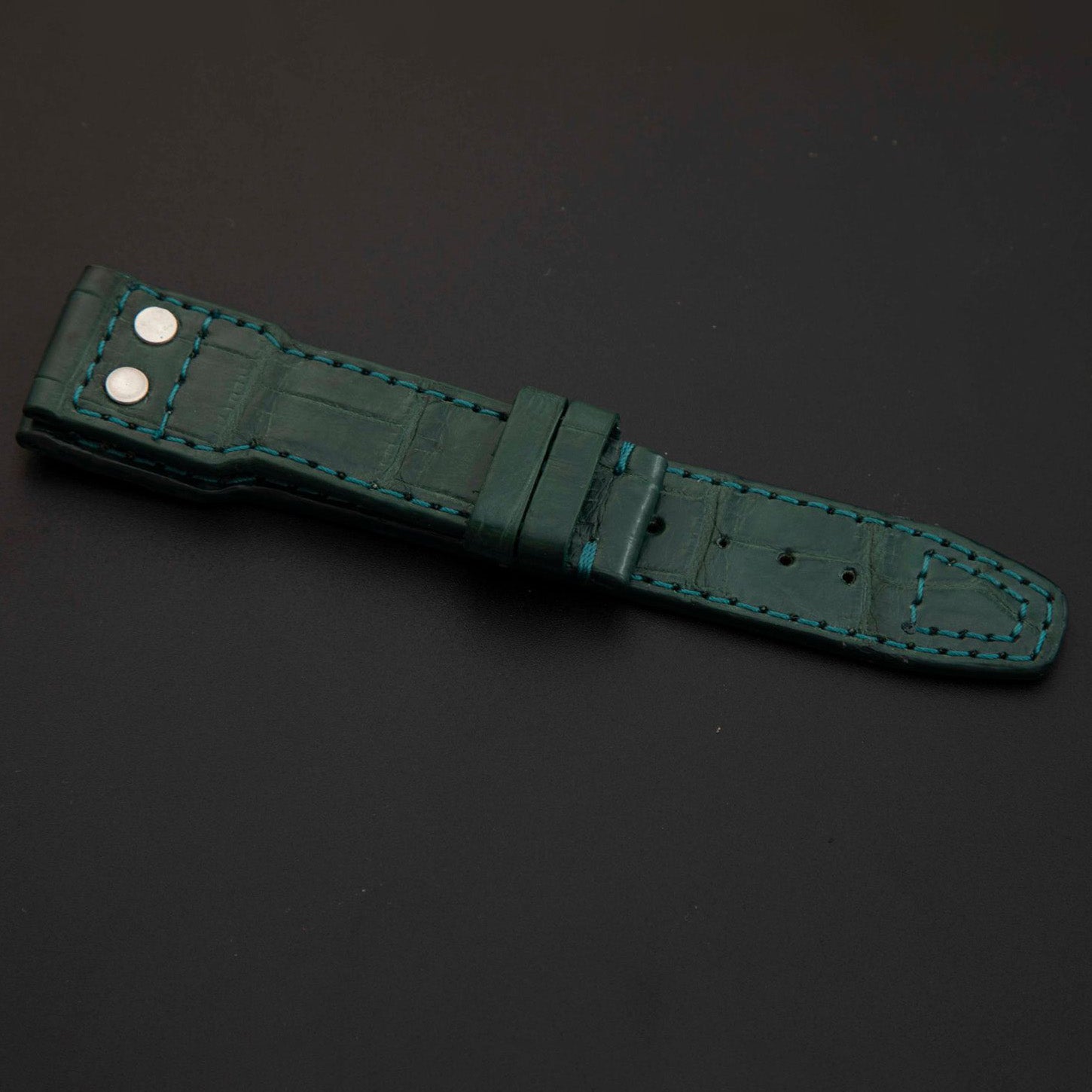 GREEN CROCODILE BELLY LEATHER STRAP