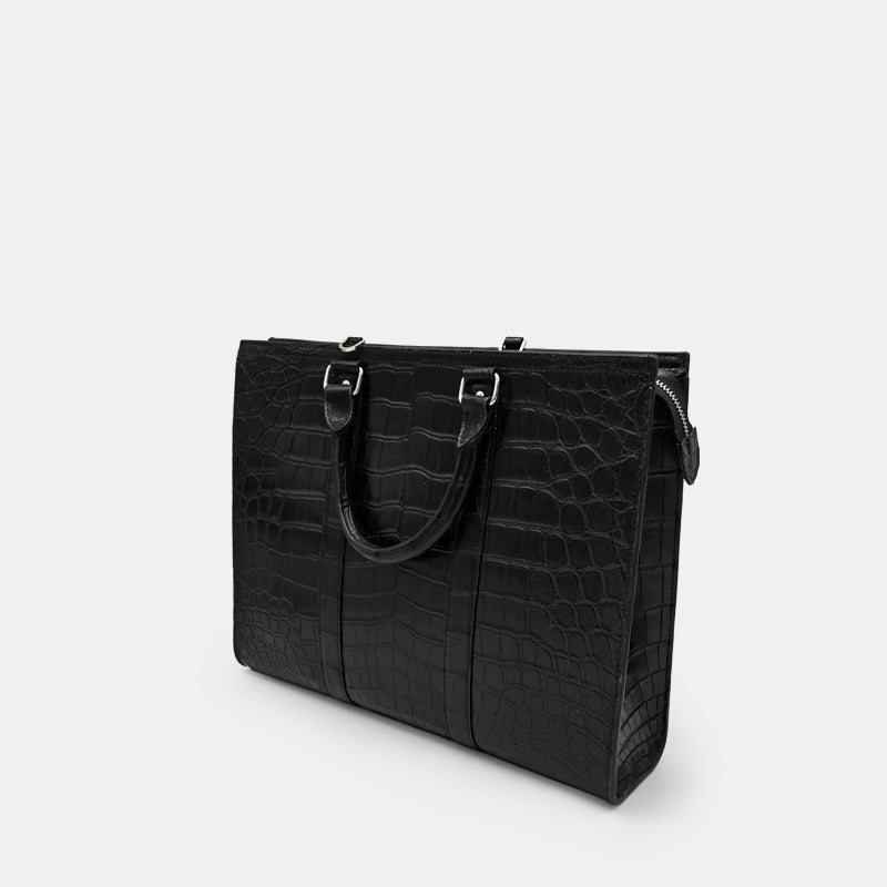 BLACK HANDMADE GENUINE CROCODILE BAG