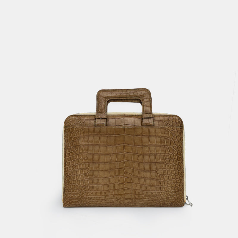 BROWN HANDMADE GENUINE CROCODILE BAG