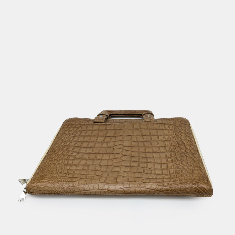 BROWN HANDMADE GENUINE CROCODILE BAG