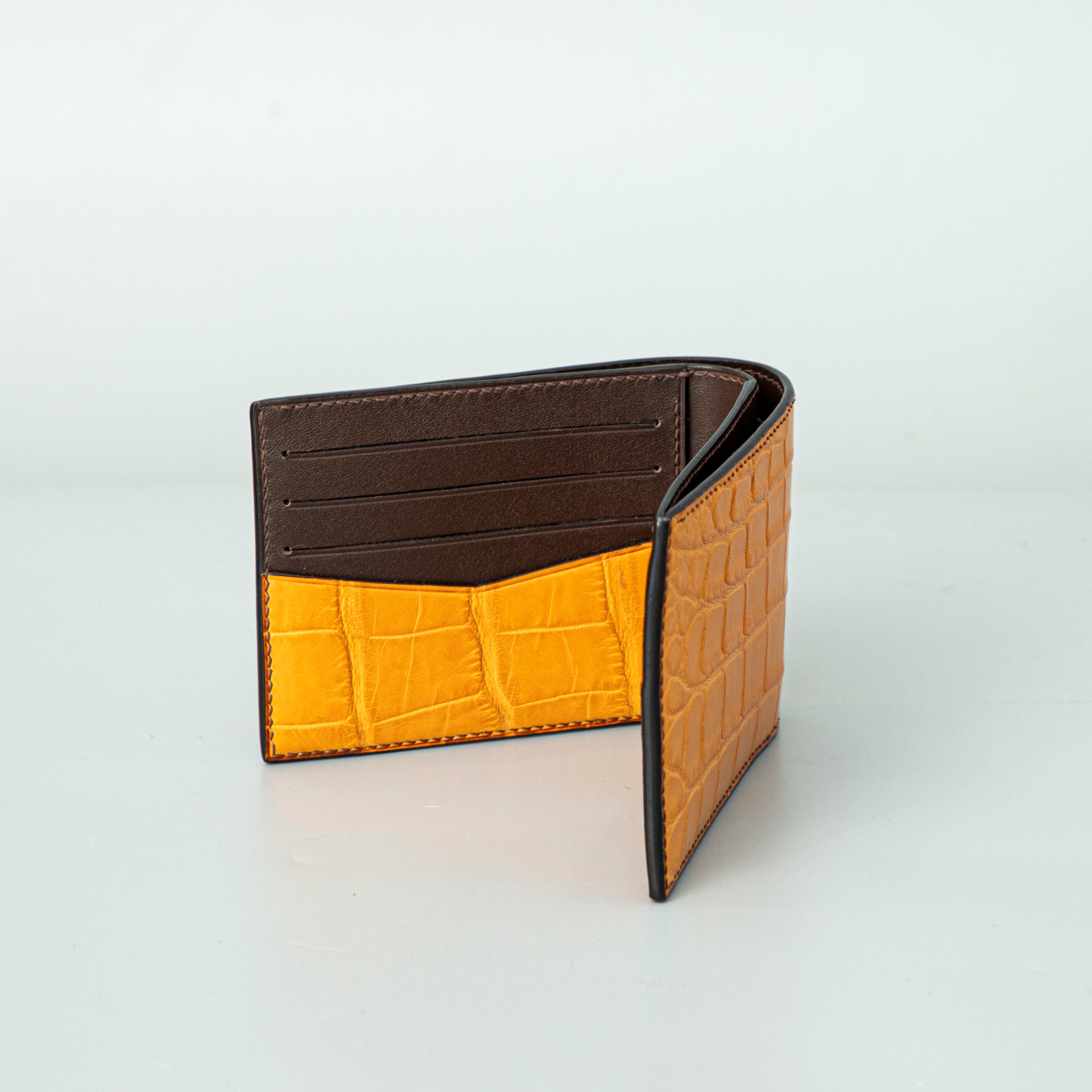 Orange Crocodile leather wallet