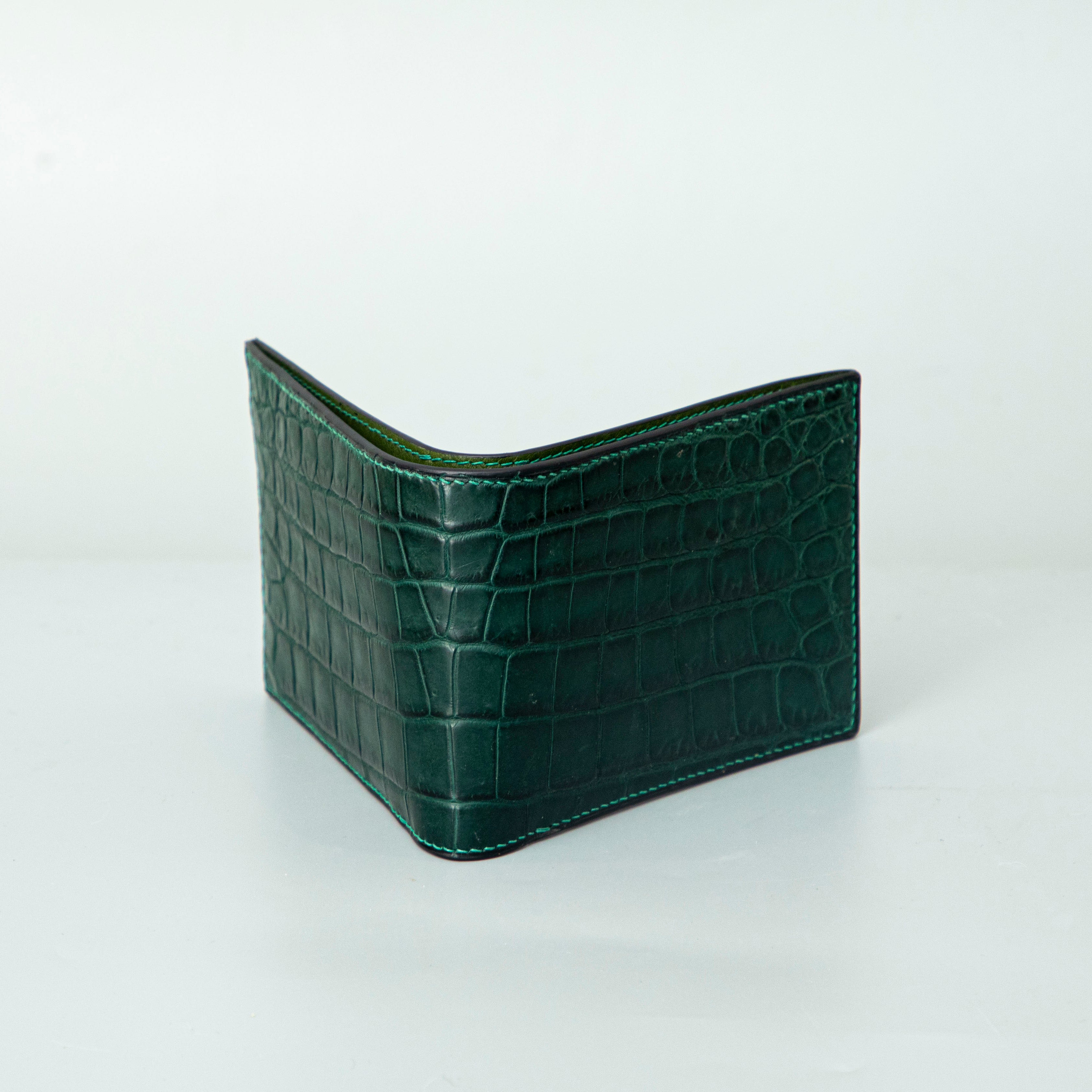 Green Crocodile leather wallet