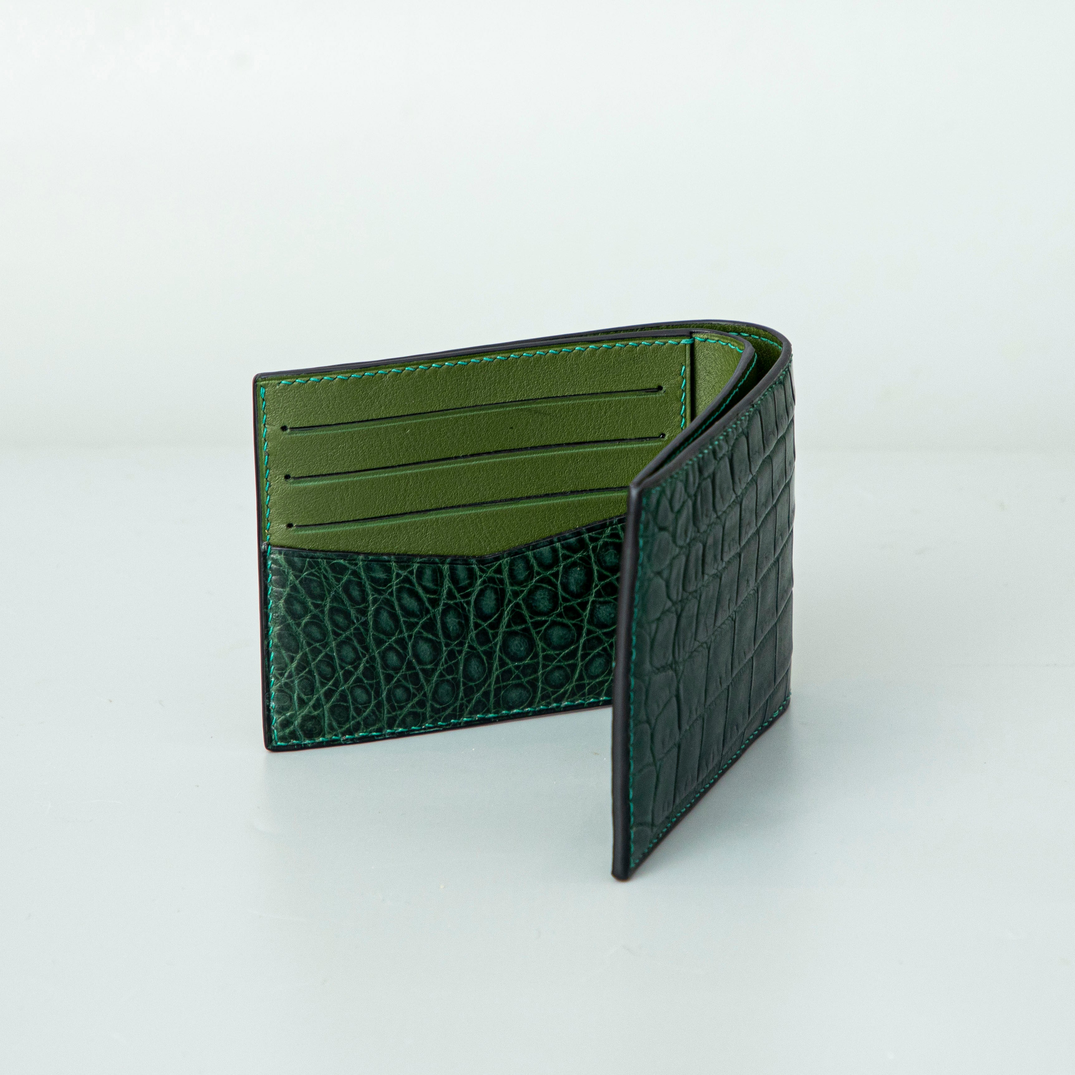 Green Crocodile leather wallet
