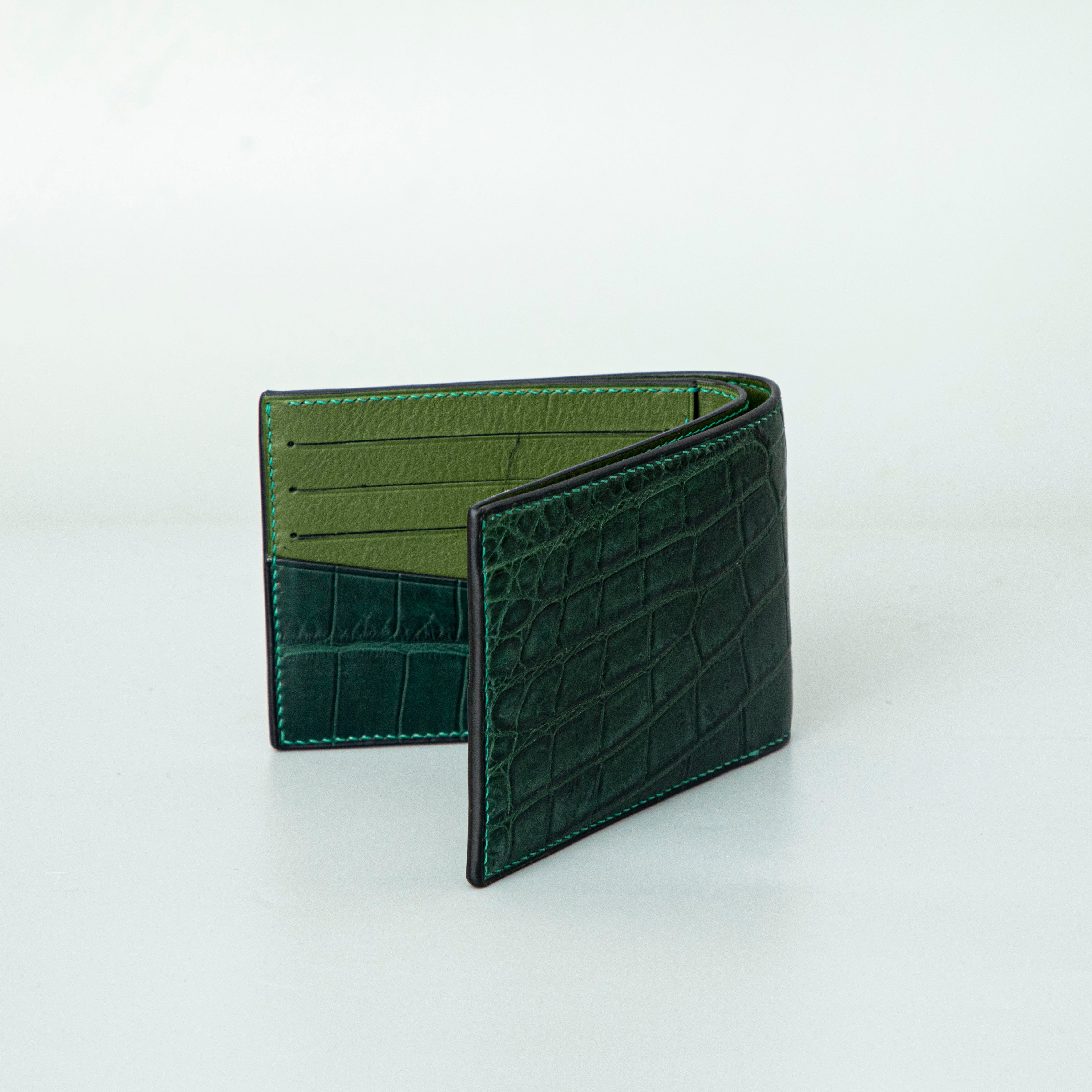 Green Crocodile leather wallet