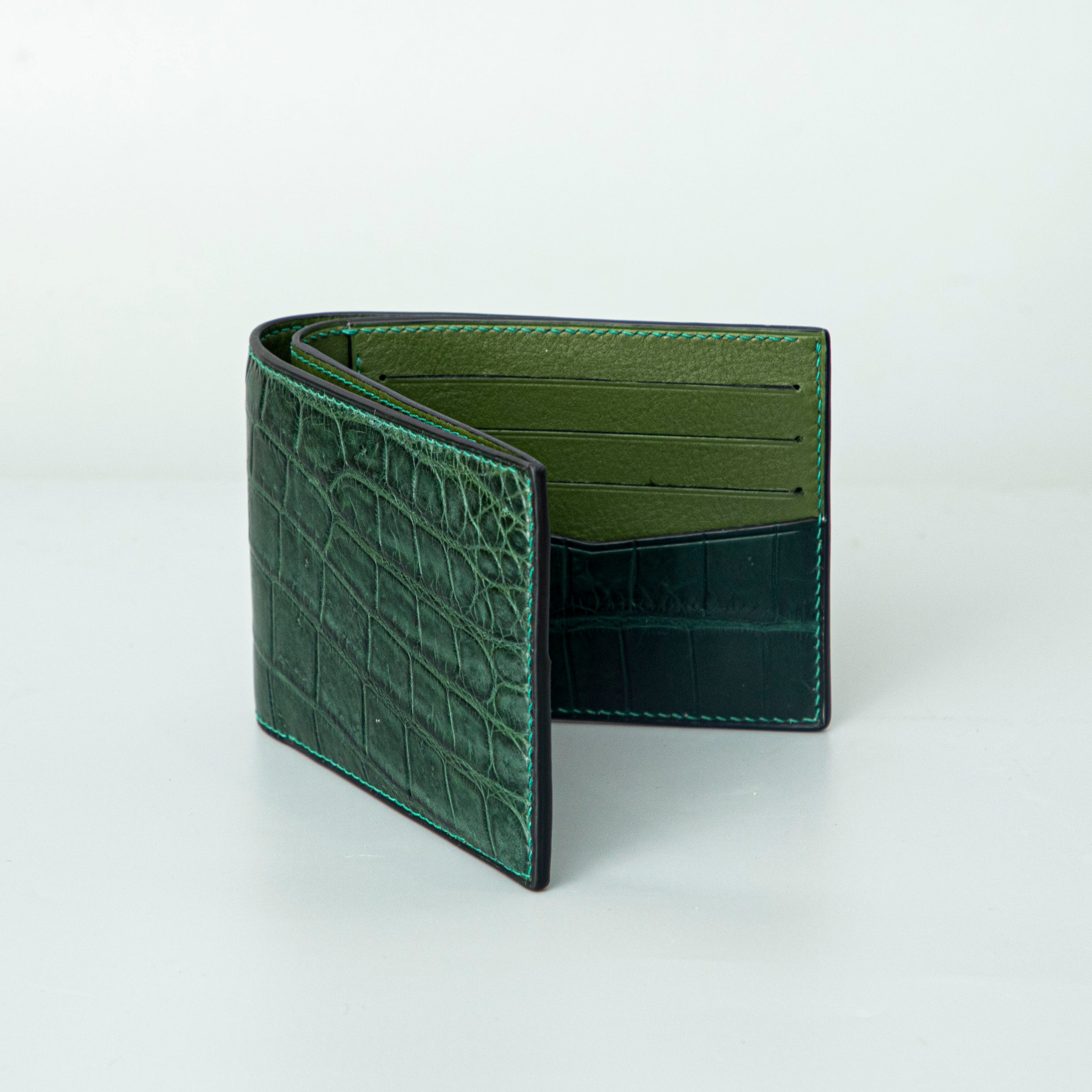 Green Crocodile leather wallet