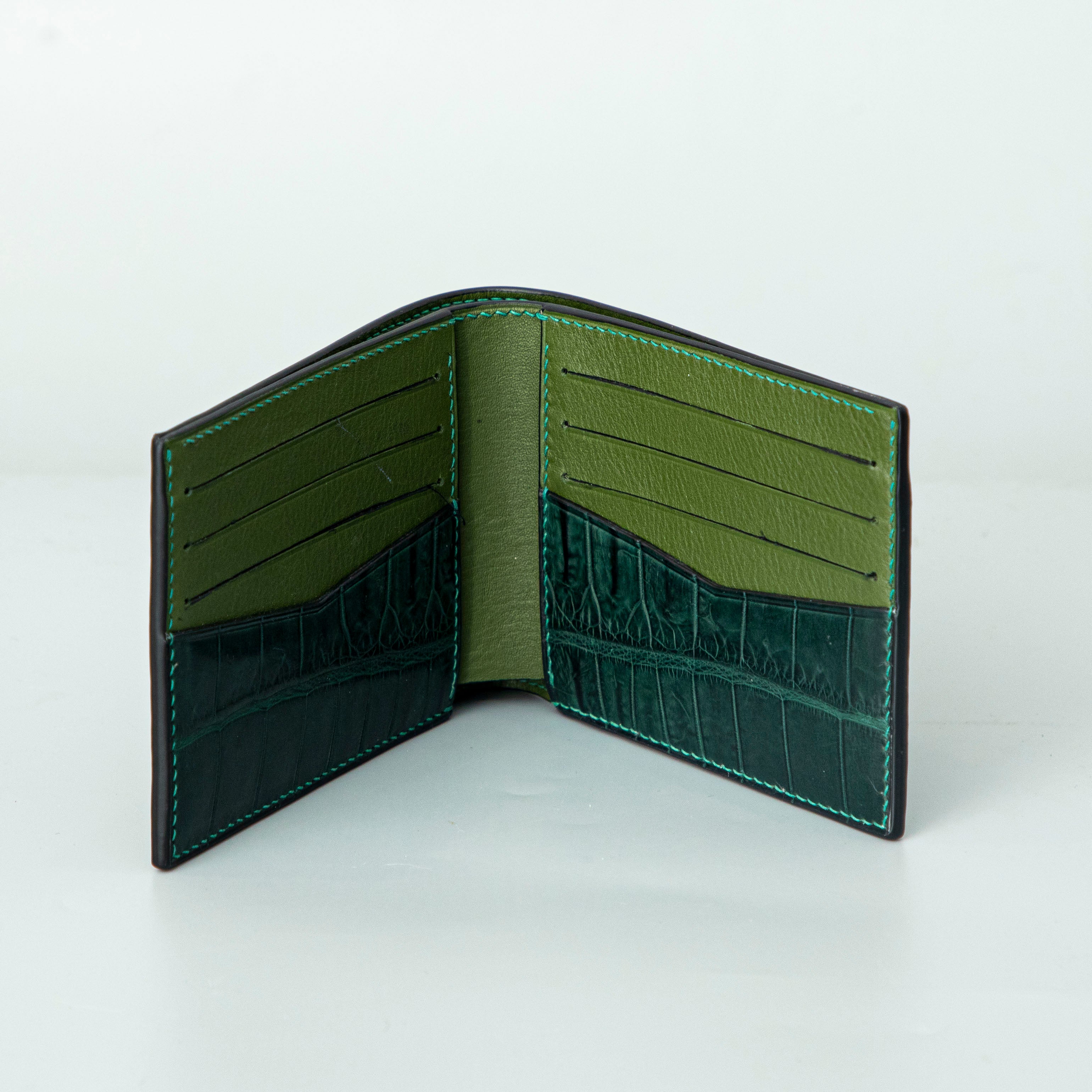 Green Crocodile leather wallet