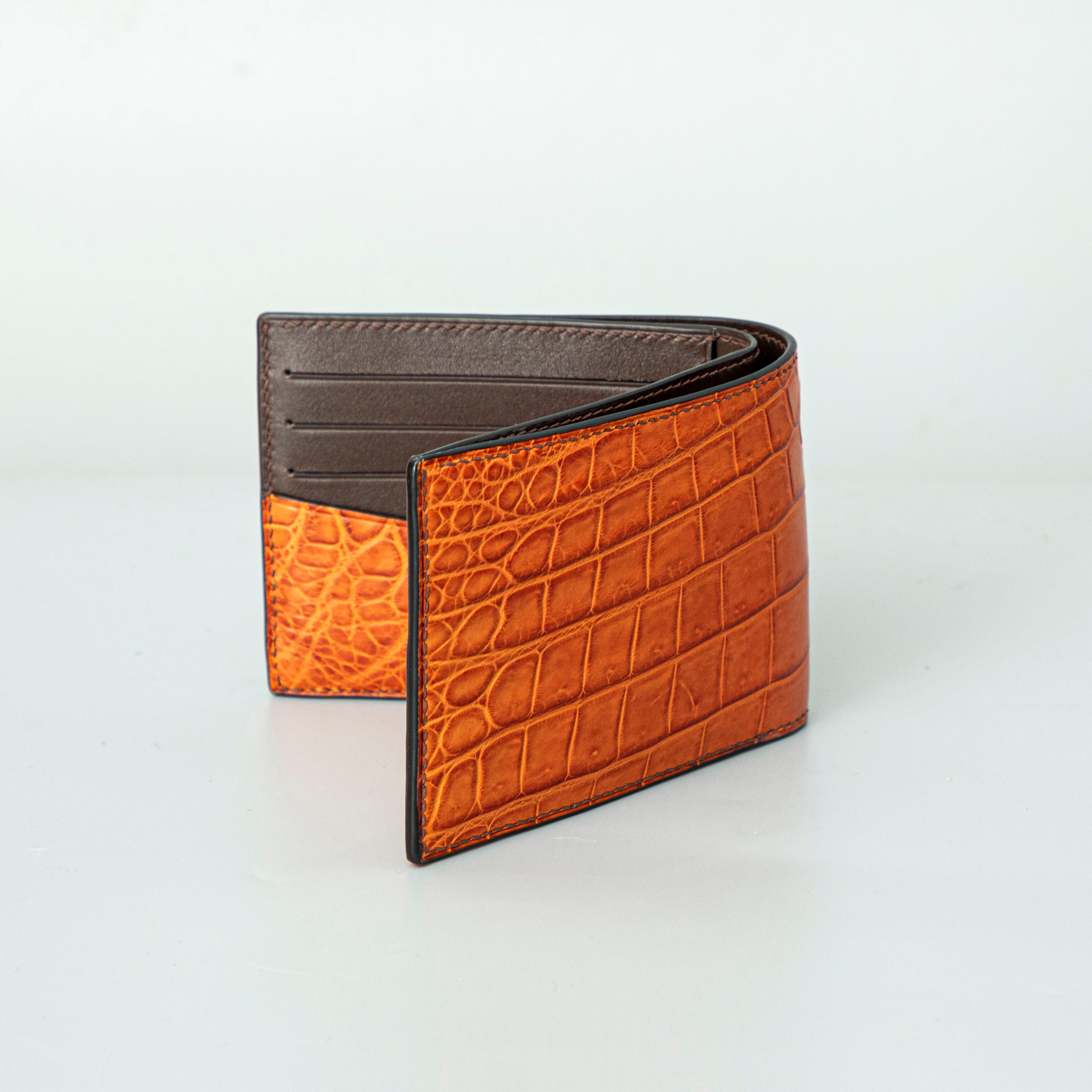 Orange Crocodile leather wallet