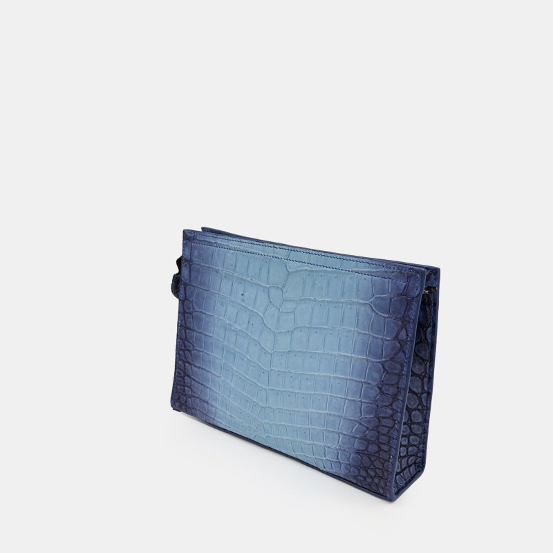 BLUE HANDMADE GENUINE CROCODILE CLUTCH