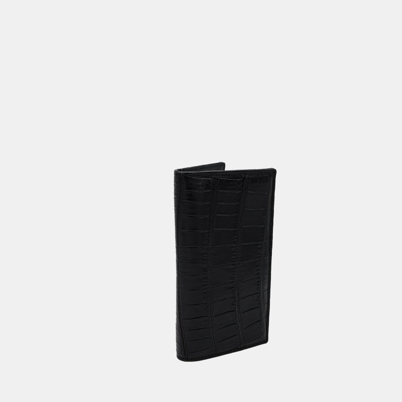 Black Crocodile leather long wallet