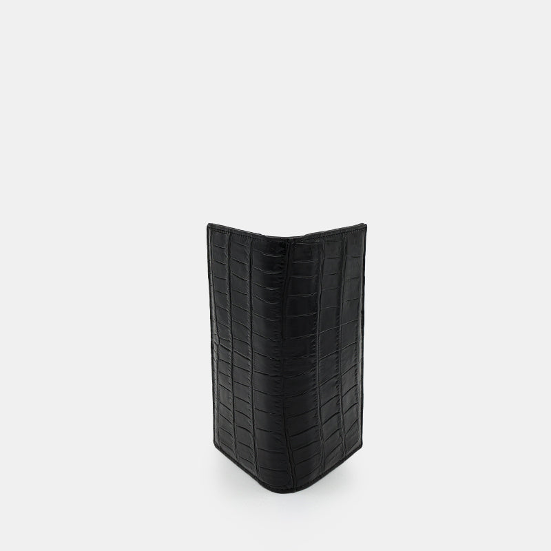 Black Crocodile leather long wallet