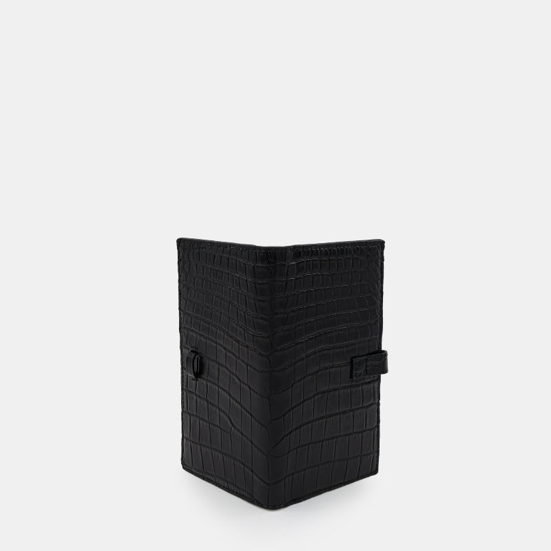 Black Crocodile leather long wallet