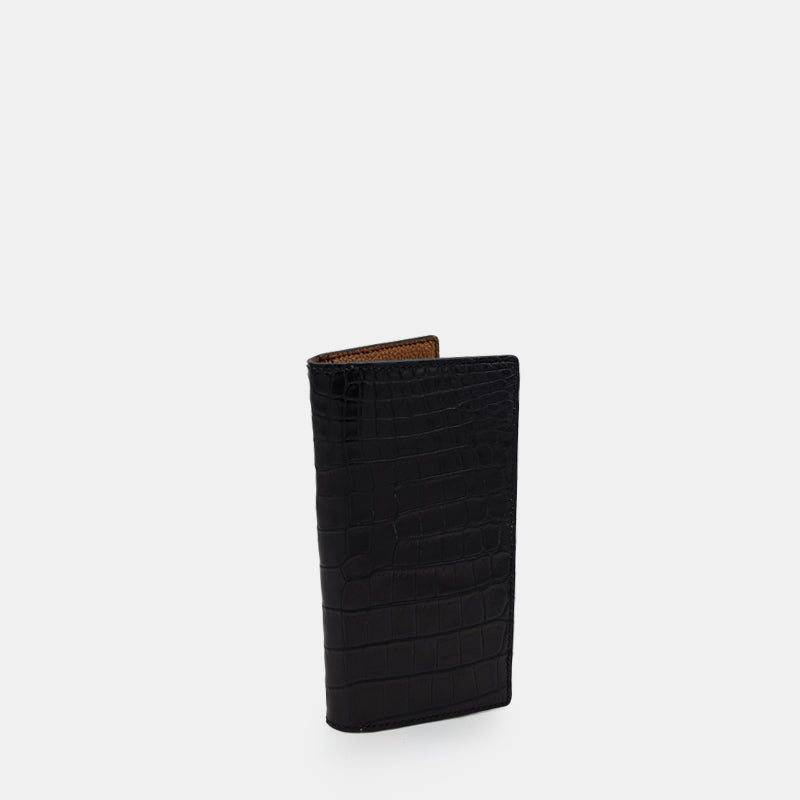 Black Crocodile leather long wallet