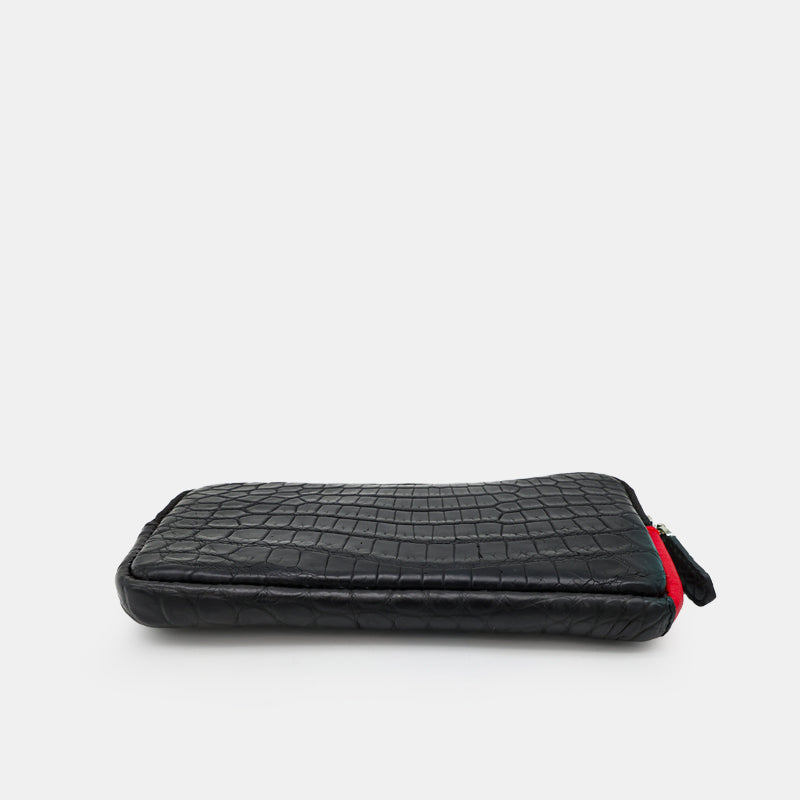 Black Crocodile leather long wallet