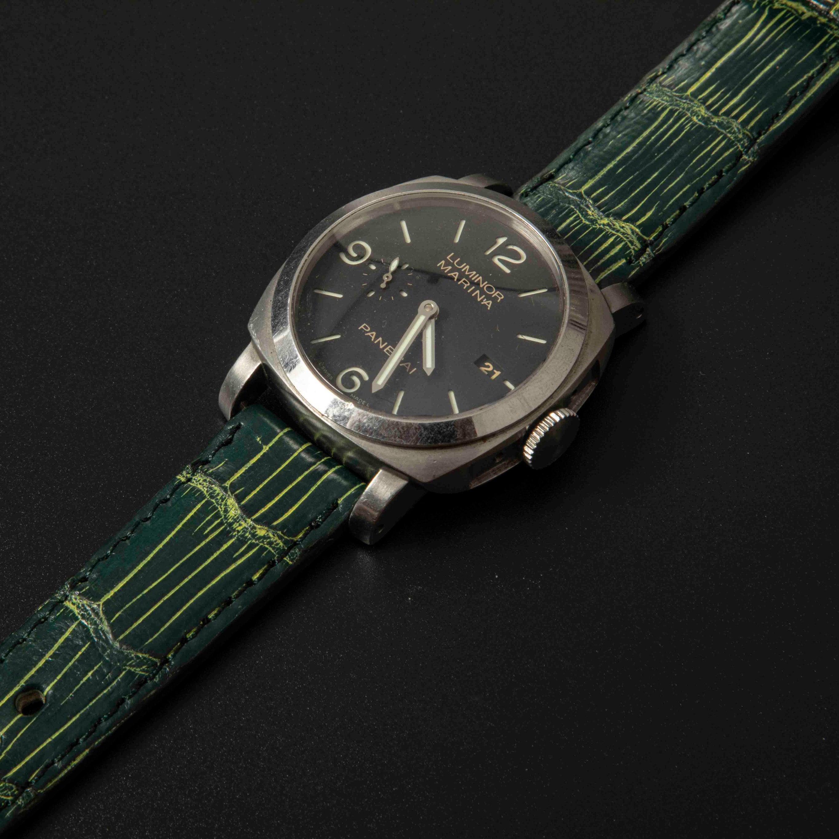 GREEN&GOLD CROCODILE BELLY LEATHER STRAP