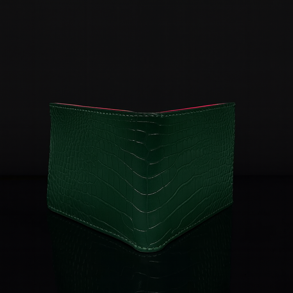 GREEN CROCODILE LEATHER WALLET