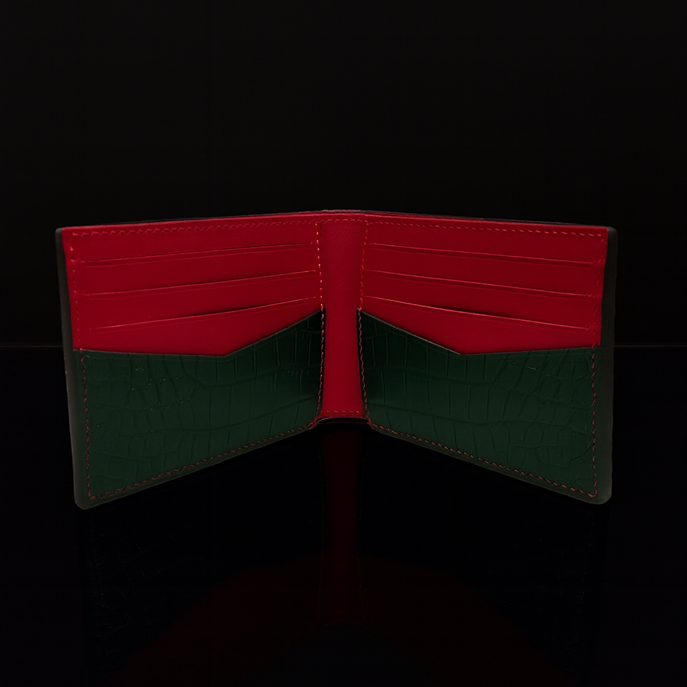 GREEN CROCODILE LEATHER WALLET