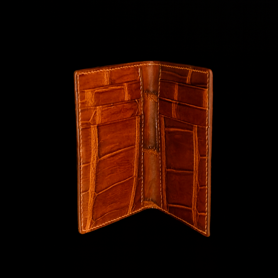 BROWN CROCODILE LEATHER CARD HOLDER