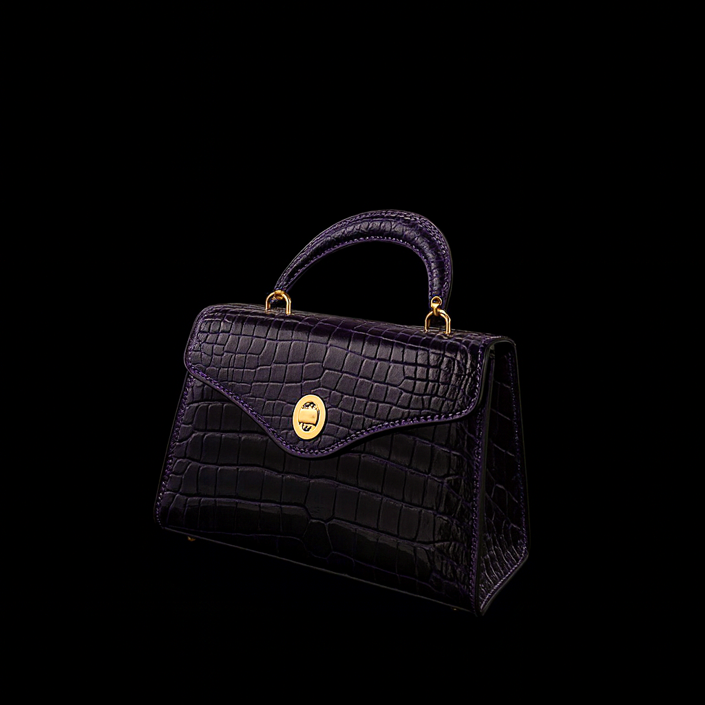PURPLE HANDMADE GENUINE CROCODILE BAG