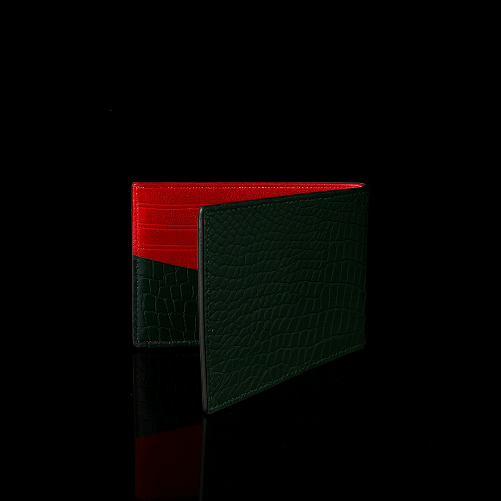 GREEN CROCODILE LEATHER WALLET