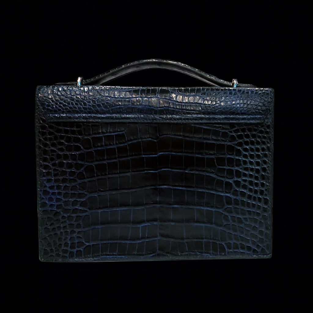 BLACK&BLUE HANDMADE GENUINE CROCODILE LAPTOP BAG
