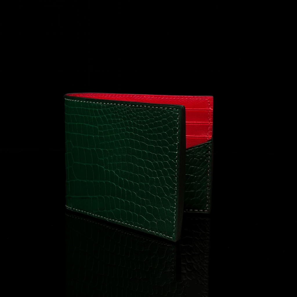 GREEN CROCODILE LEATHER WALLET