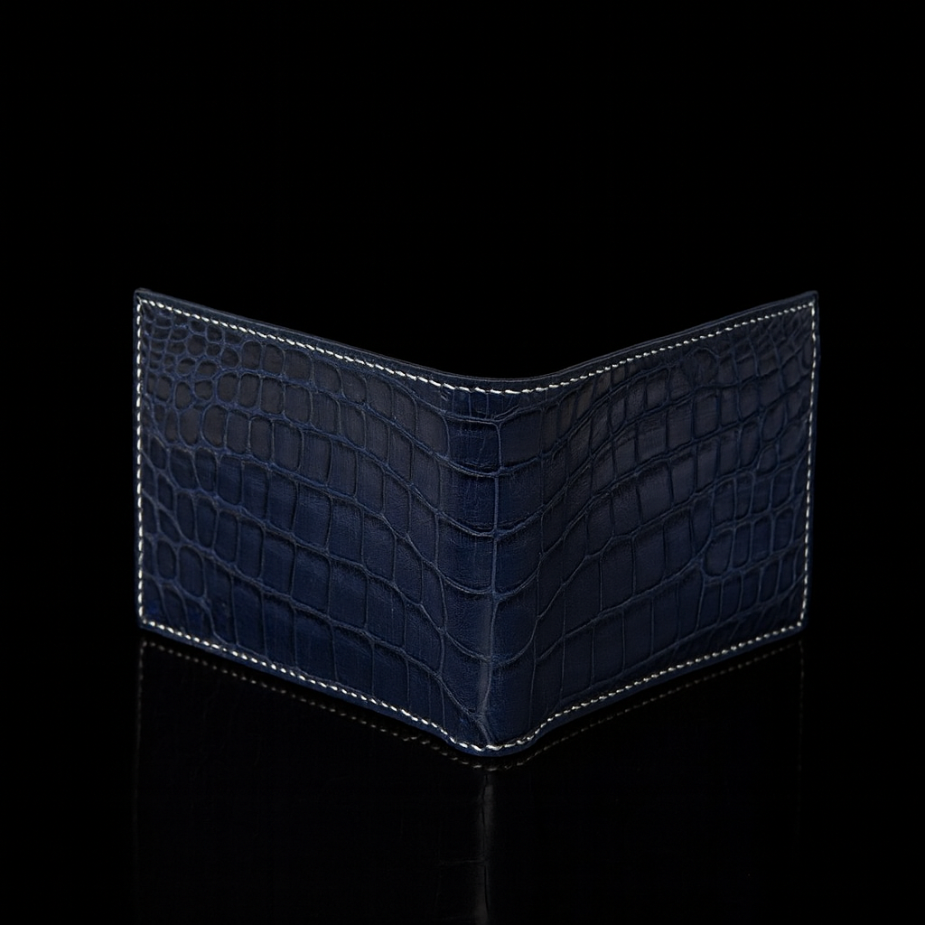 BLUE CROCODILE LEATHER WALLET