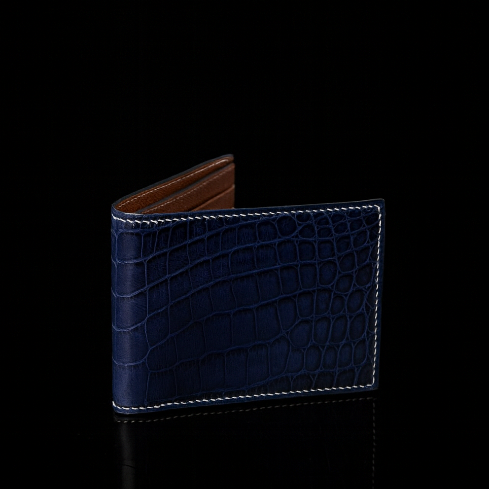 BLUE CROCODILE LEATHER WALLET