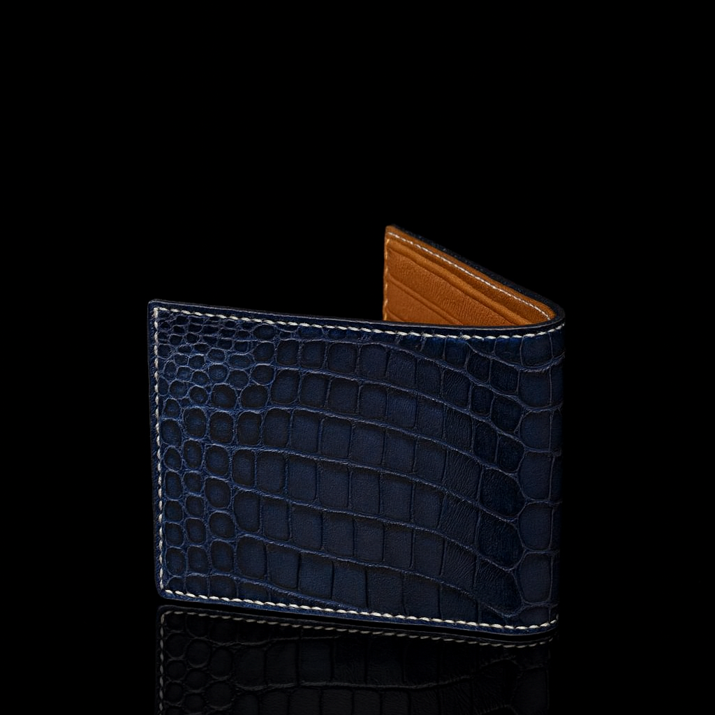 BLUE CROCODILE LEATHER WALLET