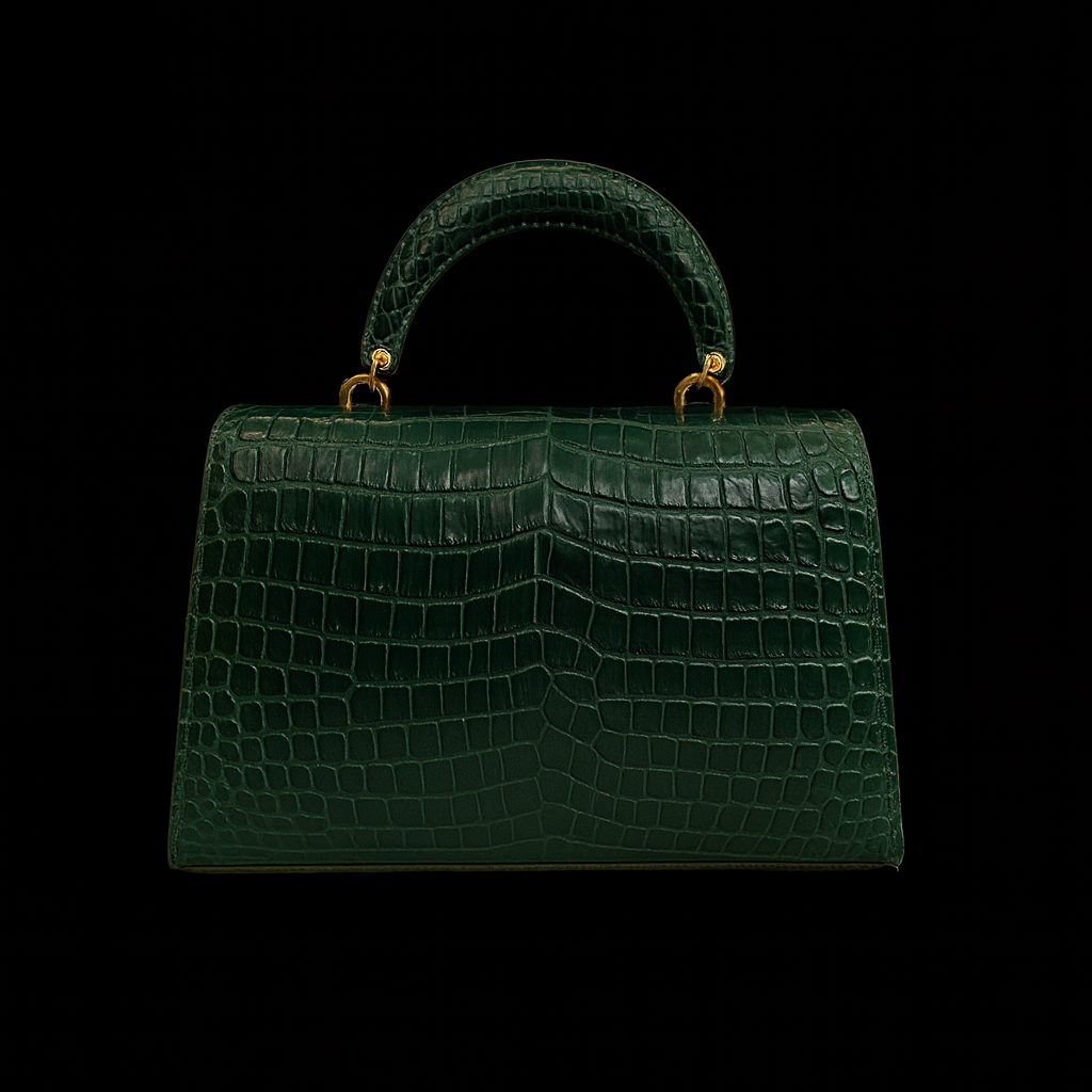 GREEN HANDMADE GENUINE ALLIGATOR BAG