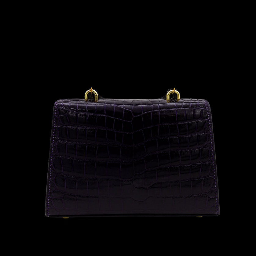 PURPLE HANDMADE GENUINE CROCODILE BAG