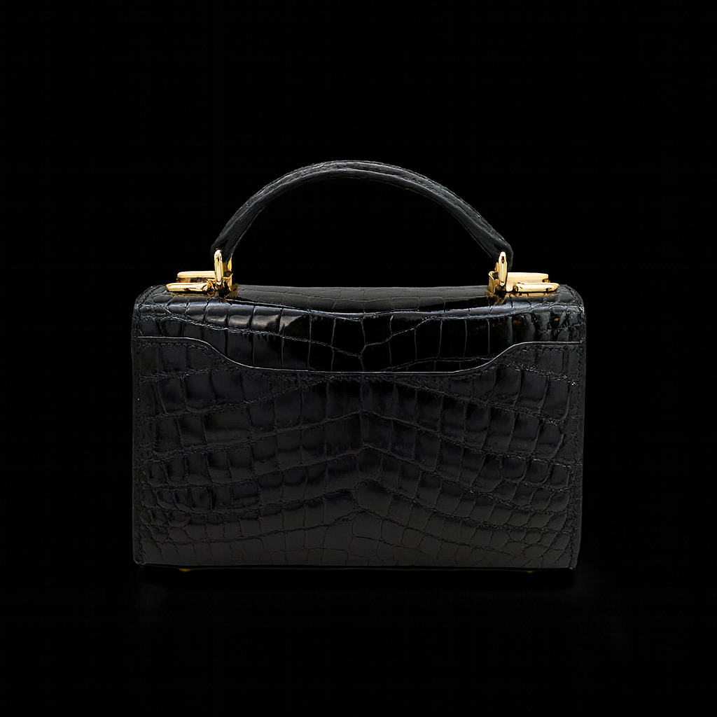 BLACK HANDMADE GENUINE CROCODILE BAG