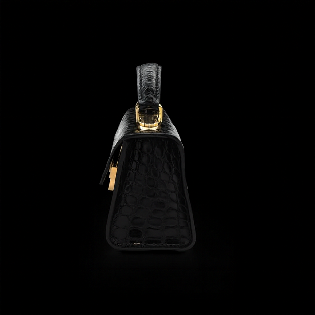 BLACK HANDMADE GENUINE CROCODILE BAG