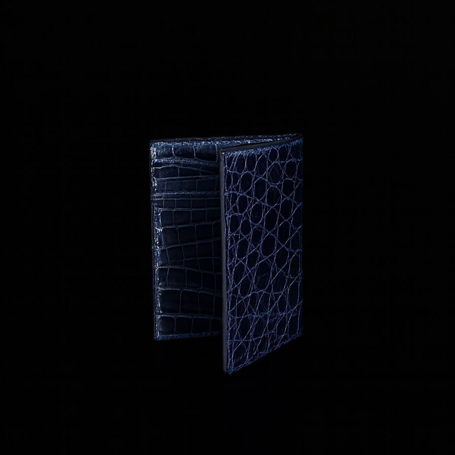 BLUE CROCODILE LEATHER CARD HOLDER