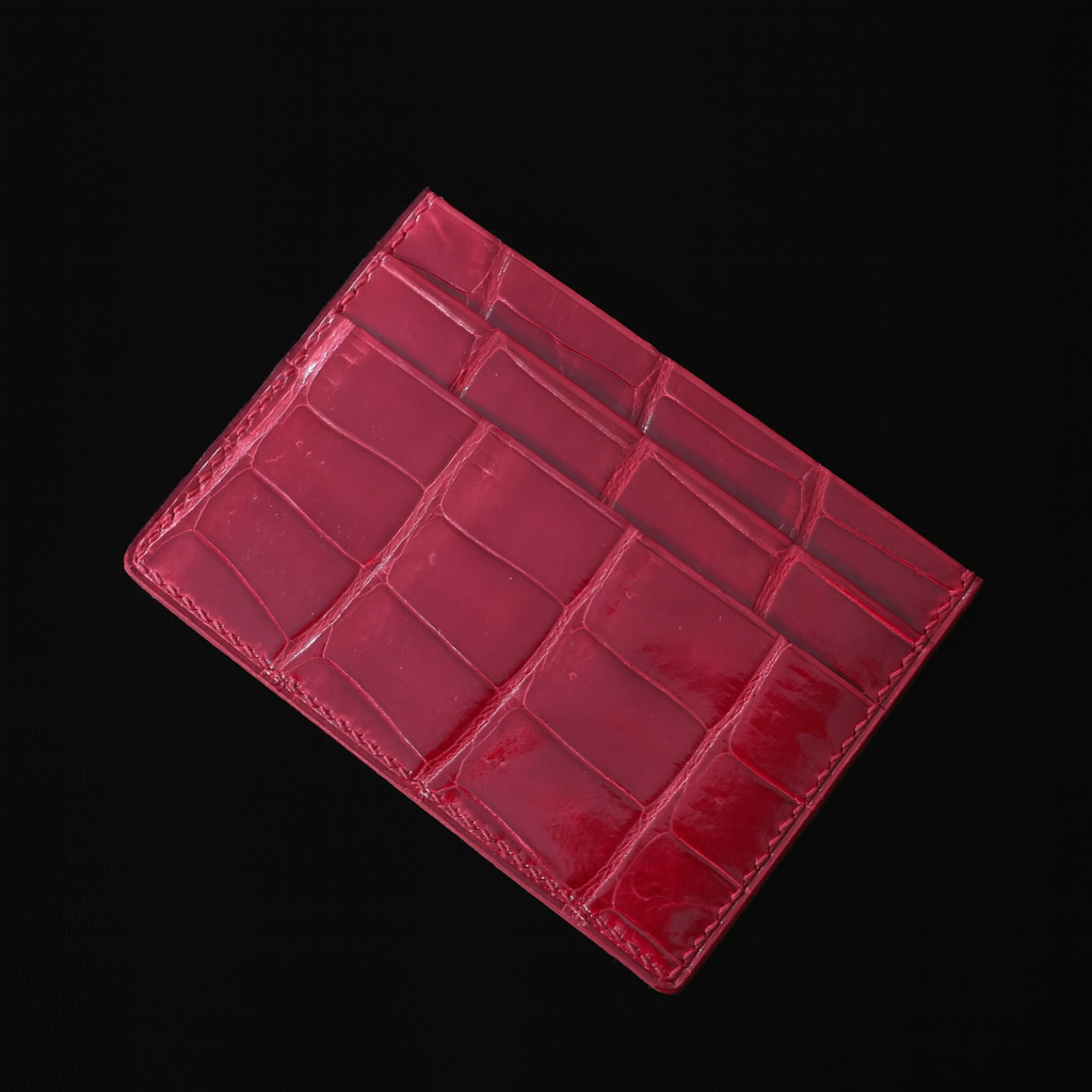 RED CROCODILE LEATHER CARD HOLDER