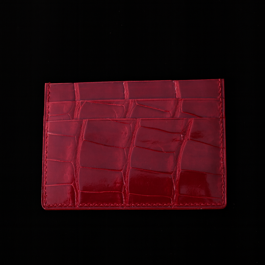 RED CROCODILE LEATHER CARD HOLDER