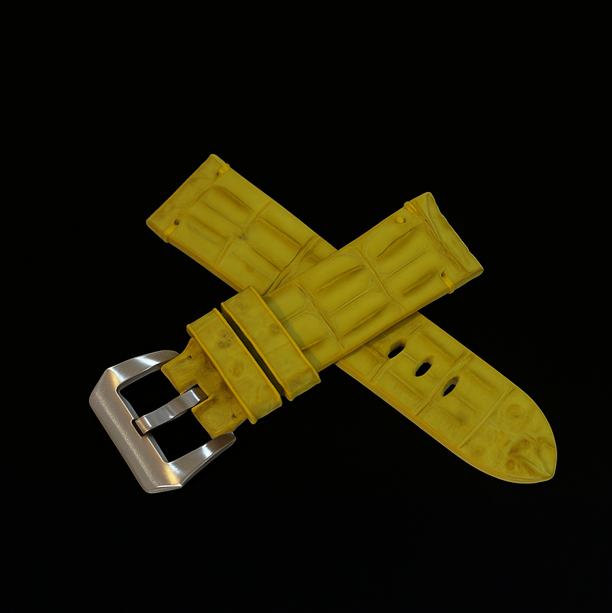 YELLOW CROCODILE HORNBACK LEATHER STRAP