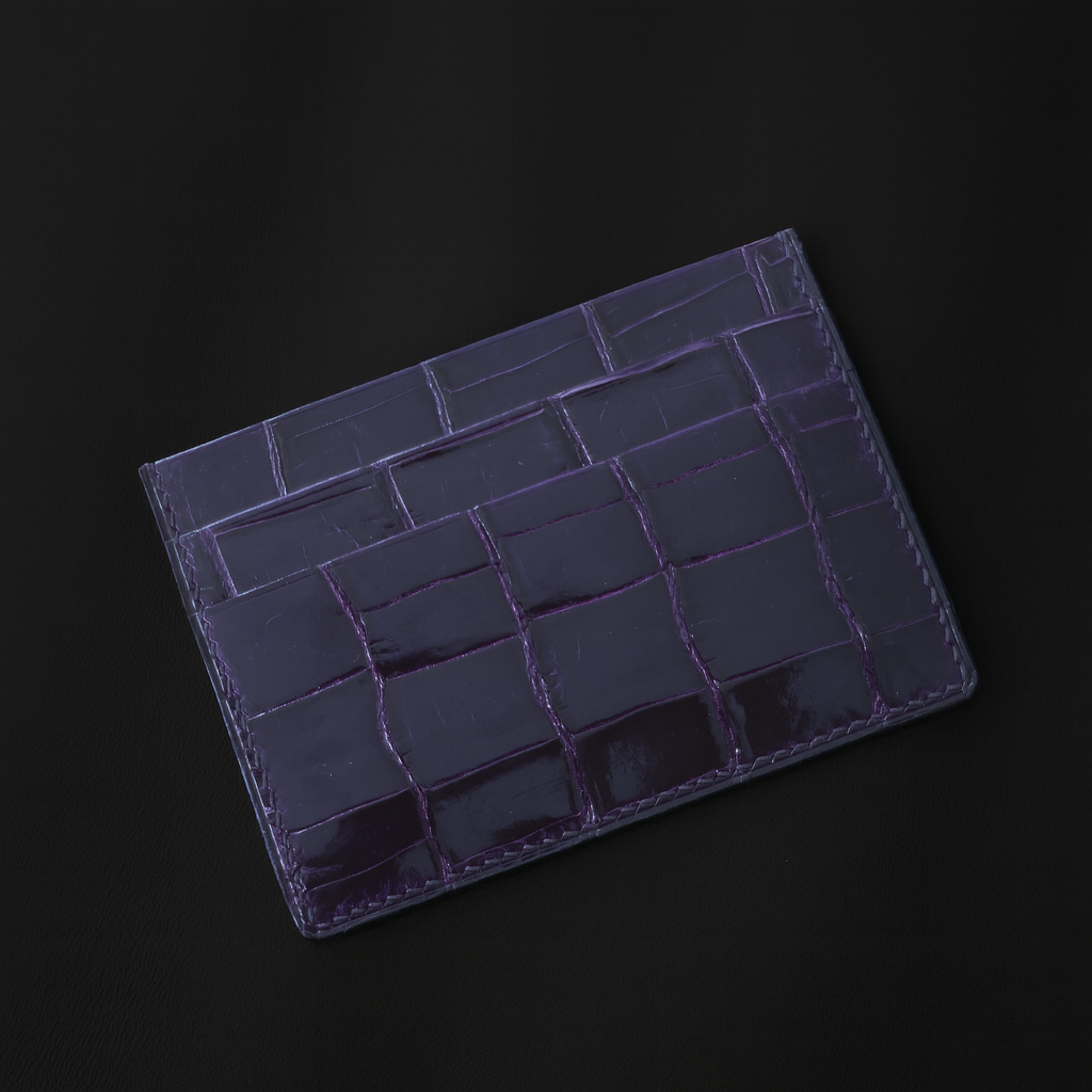 PURPLE CROCODILE LEATHER CARD HOLDER