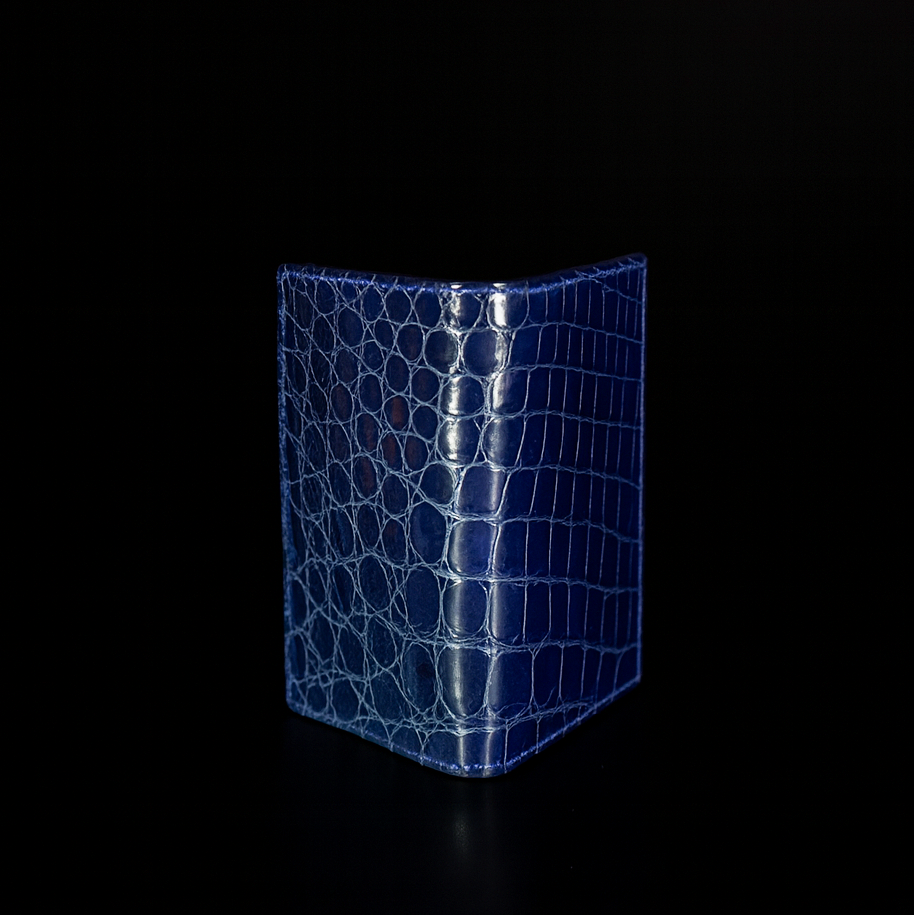 BLUE CROCODILE LEATHER CARD HOLDER