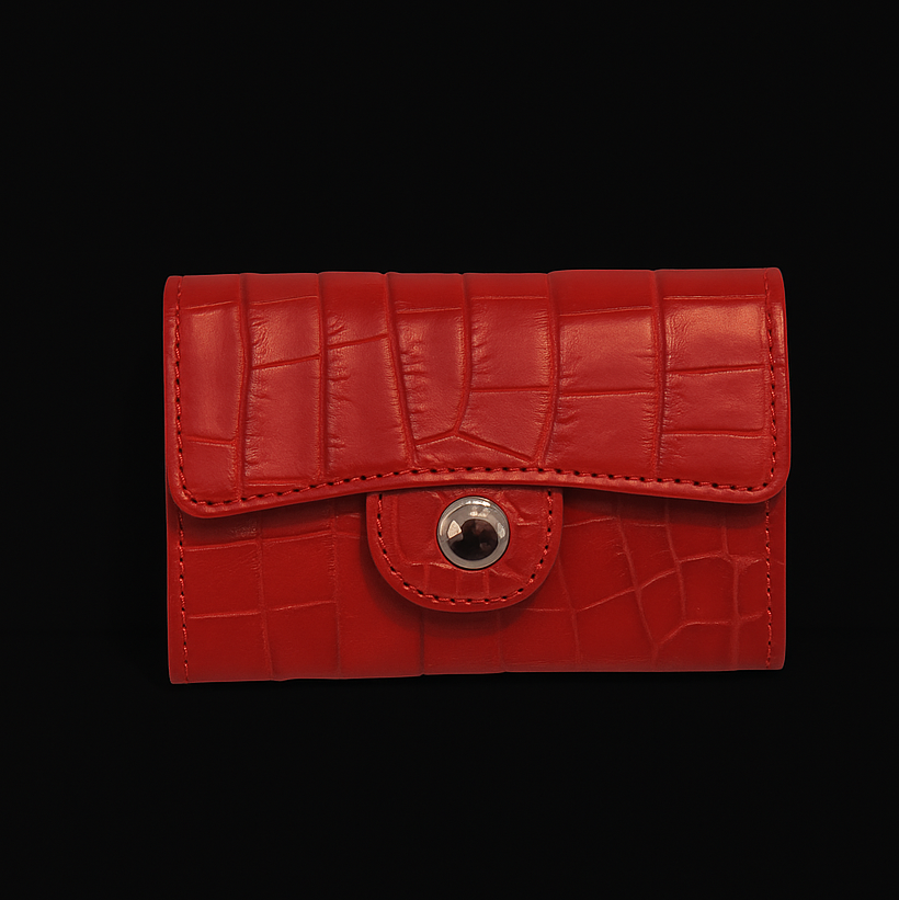 RED CROCODILE LEATHER CARD HOLDER