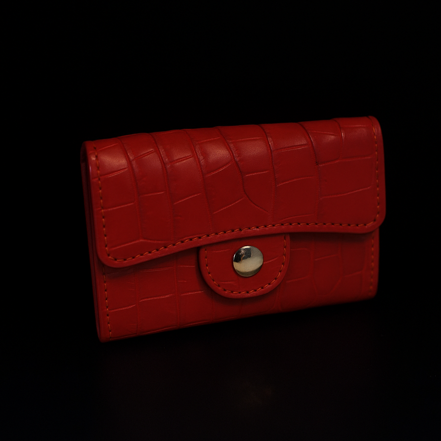 RED CROCODILE LEATHER CARD HOLDER