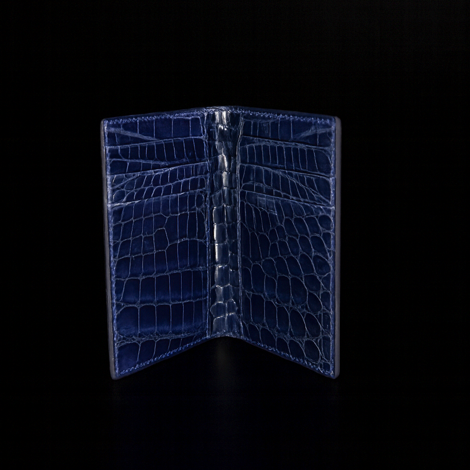BLUE CROCODILE LEATHER CARD HOLDER