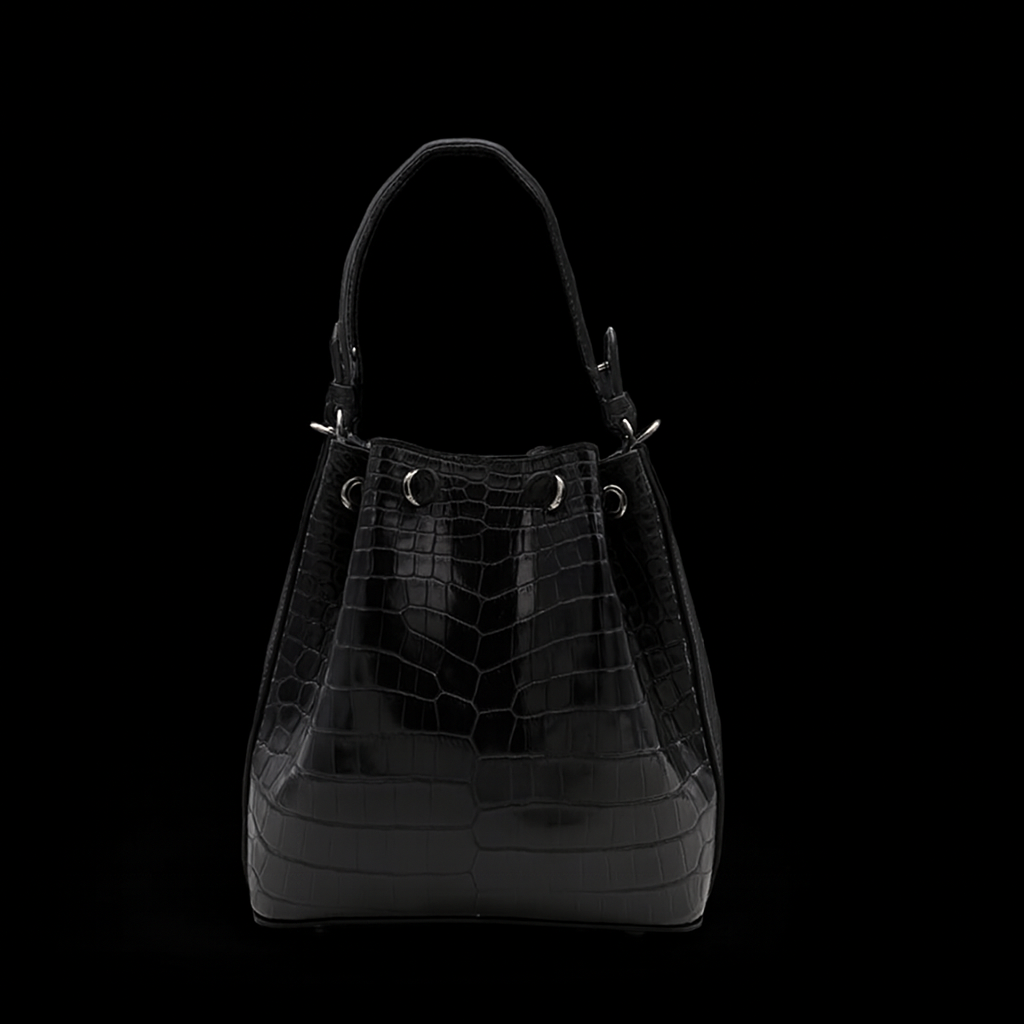 BLACK HANDMADE GENUINE CROCODILE BAG