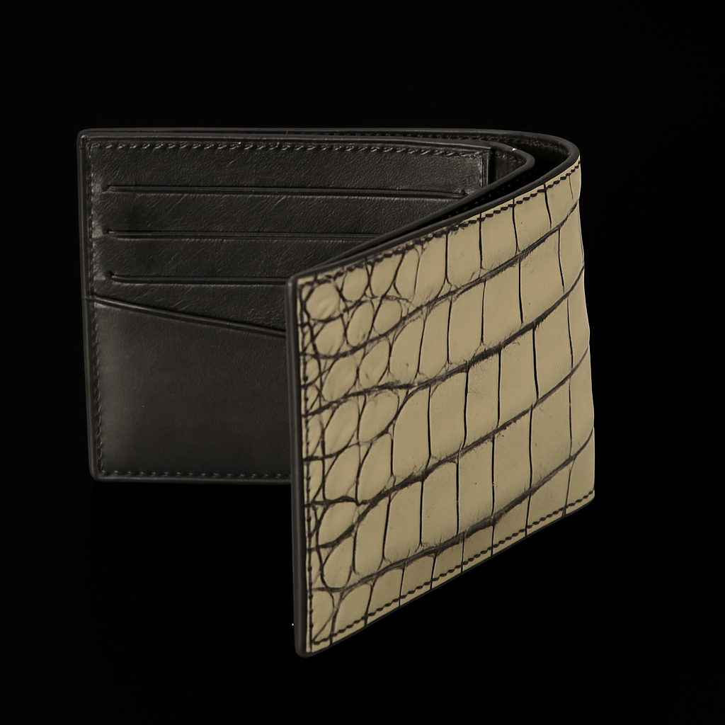 WHITE CROCODILE LEATHER WALLET